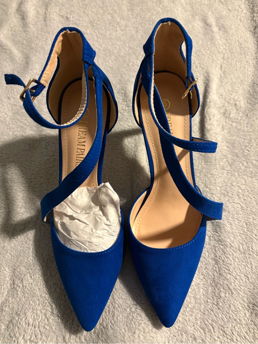 Dream Pairs Royal Blue Pointed-Toe Crisscross Ankle Strap Heels